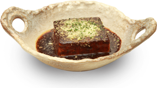 みぼうじんカレー：カレーとチーズの温豆腐